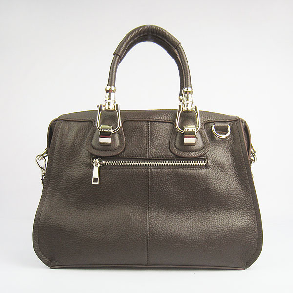 Fake Hermes New Arrival Double-duty leather handbag Dark Coffee 60669